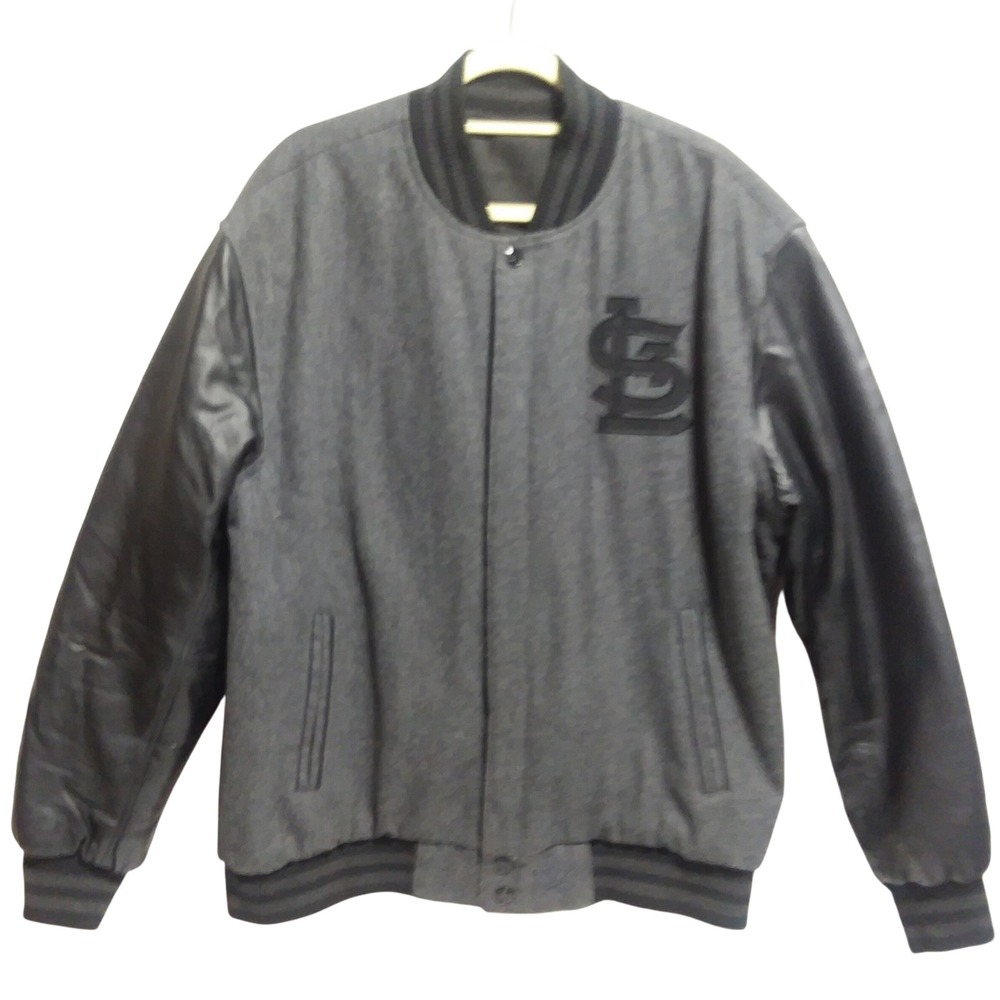 JH Design St Louis Cardinals Reversible Varsity Jacket MLB Wool Blend Leather XL